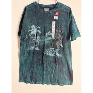Le Best Cancun Mexico T-Shirt Mens Large Green Black Lava Dye Acid Wash NWT
